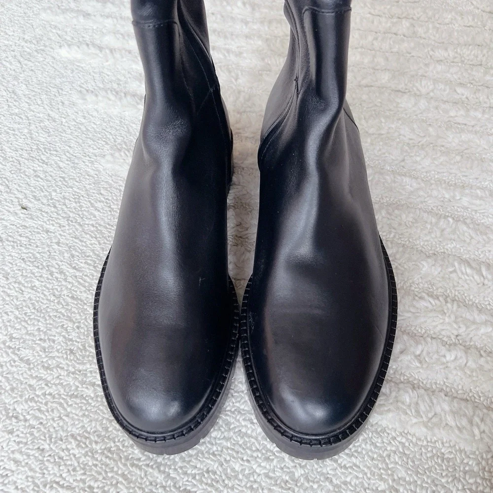 VALENTINO GARAVANI Bowrap buckled Black Leather Over The Knee OTK EU 38.5 US 8.5